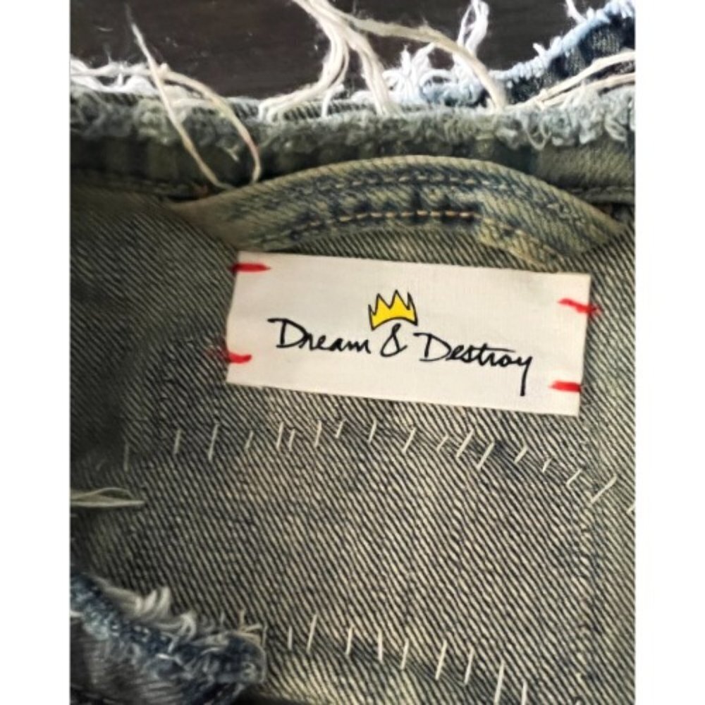 DREAM & DESTROY PUNK ROCK  PATCH VINTAGE DENIM VEST M - Picture 13 of 13